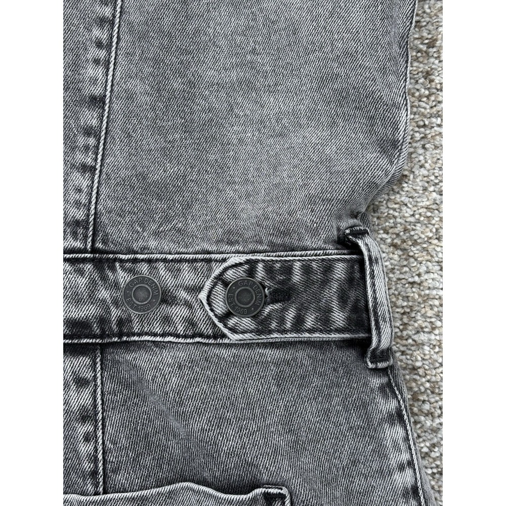 GAP Short Sleeve Denim Jumpsuit Women's Size 16 Tall Gray Black Wash Stretch EUC - Picture 7 of 16